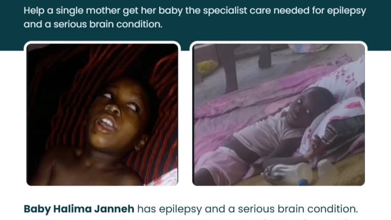 Campaign photo 1 of 4: Help a Single Mother Get Her Baby Treated for Epilepsy